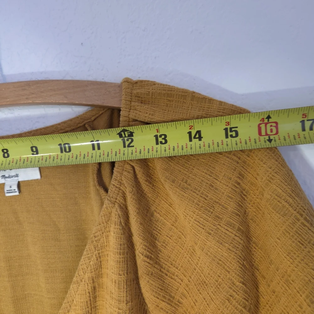 Madewell Texture & Thread Yellow Puff Sleeves Summer Midi Dress WomensSize Small - Picture 12 of 16
